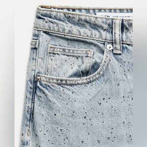 Zara Wide Leg Jeans with Rhinestones